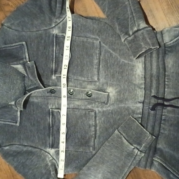 525 Distressed Grey SweatShirt Material Collared Jumpsuit A43 - Picture 5 of 7